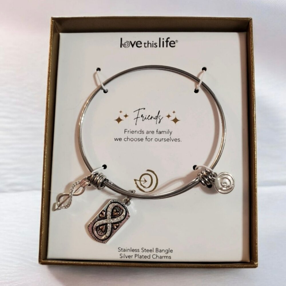 Love This Life Friends Charm Bangle Bracelet
